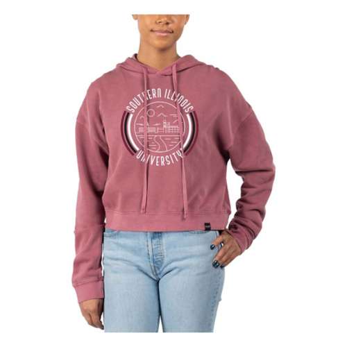 USCAPE Women's Southern Illinois Salukis 90's Flyer Pigment Dyed Crop down hoodie
