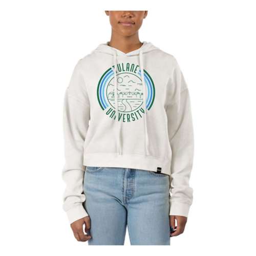 USCAPE Women's Tulane Green Wave 90's Flyer Pigment Dyed Crop Hoodie