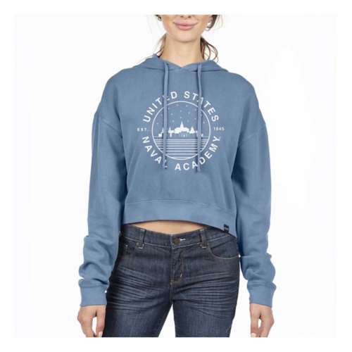 USCAPE Women's Navy Midshipmen Starry Scape Pigment Dyed Crop Hoodie