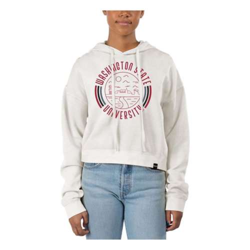 USCAPE Women's Washington State Cougars 90's Flyer Pigment Dyed Crop logo-trim hoodie