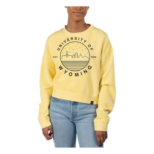 USCAPE Women's Wyoming Cowboys Starry Scape Pigment Dyed Crop Crew