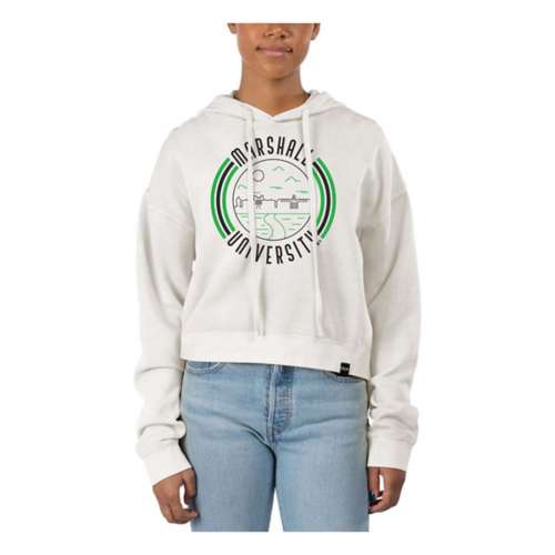 USCAPE Women's Marshall Thundering Herd 90's Flyer Pigment Dyed Crop Hoodie