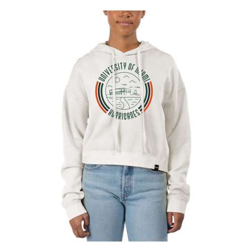 USCAPE Women's Miami Hurricanes 90's Flyer Pigment Dyed Crop Hoodie