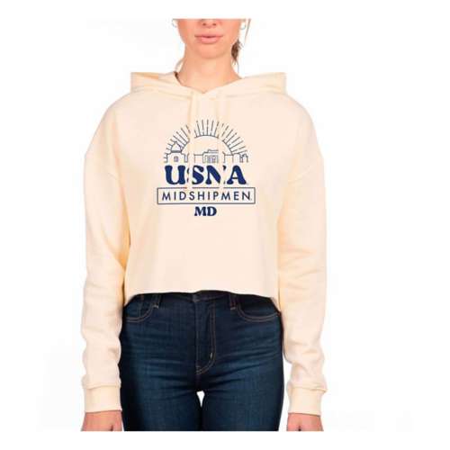 USCAPE Women's Navy Midshipmen Old School Crop Hoodie