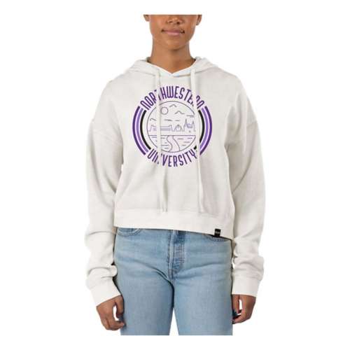 USCAPE Women's Northwestern Wildcats 90's Flyer Pigment Dyed Crop Hoodie