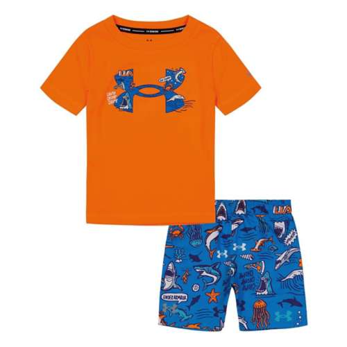 Toddler Boy Jumping Beans® Shark Surf Rash Guard Top & Swim Trunks Set