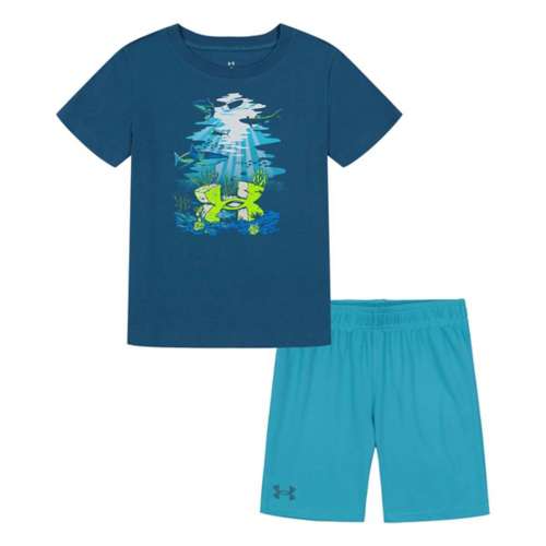 Under Armour, Short Sleeve T Shirt Shorts Set Infant Boys, Azul/Cinzento