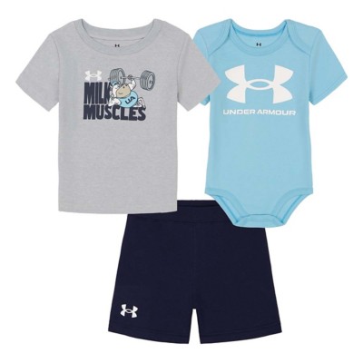 Baby Under Armour Milk Muscles T-Shirt, Onesie, and Shorts Set