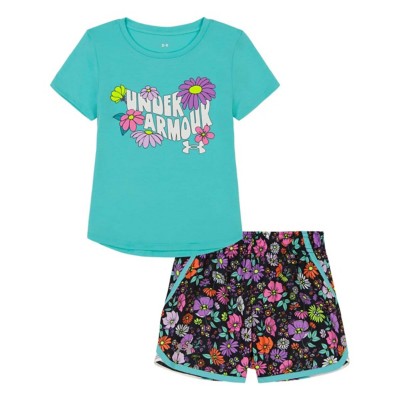 Toddler Girls' Under hovr armour Under Amour Floral Logo T-Shirt and Shorts Set