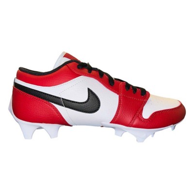 Men's Jordan 1 Low TD Molded Football Cleats - White/Black/Varsity Red