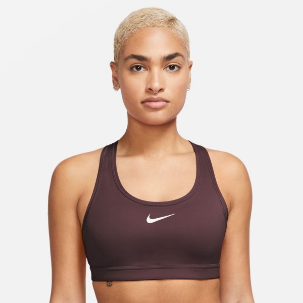Women's Nike Swoosh Medium Support Sports Bra Large Burgundy Crush/White