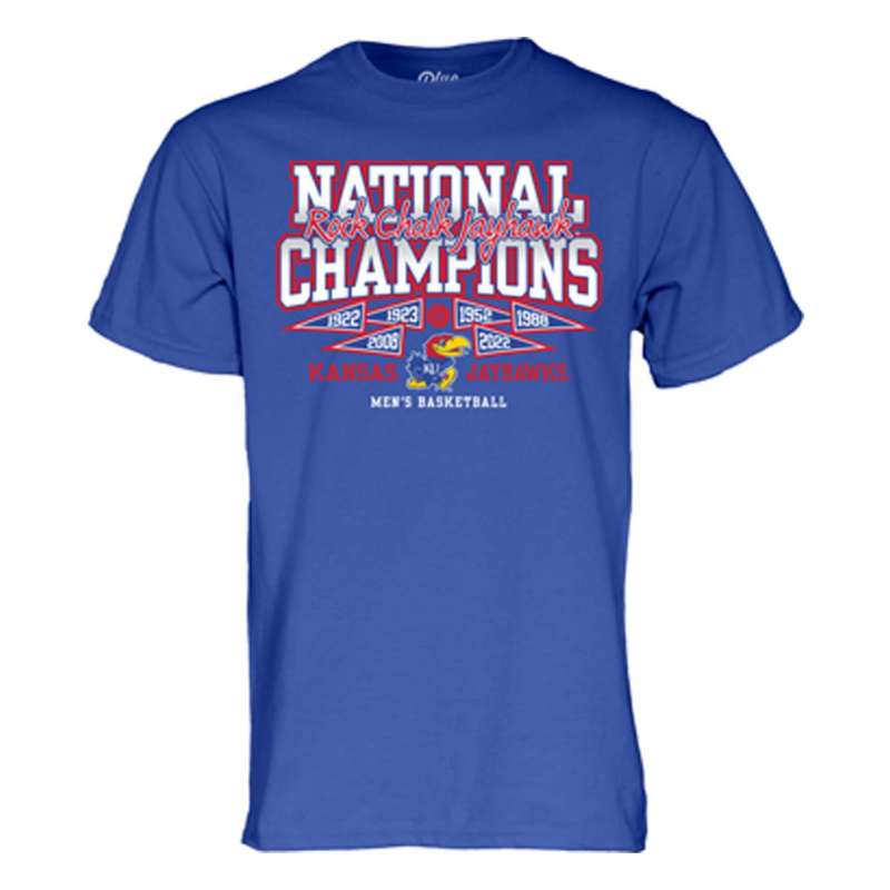 Blue 84 Kansas Jayhawks 2022 NCAA 6X National Champions Rock Chalk
