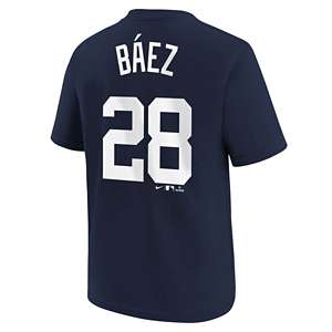 Javi Baez #28 Detroit Tigers Home Wordmark T-Shirt by Vintage Detroit Collection