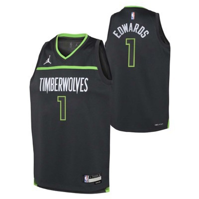 Youth Jordan Brand Anthony Edwards Black Minnesota Timberwolves Swingman Jersey - Statement Edition