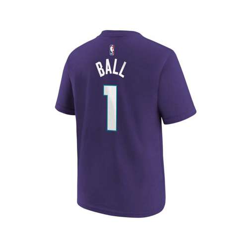 Nike Kids' Charlotte Hornets LaMelo Ball #1 2022 Statement Name & Number T-Shirt