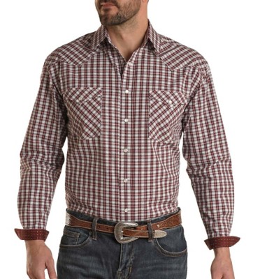 Men's Rock & Roll Denim Snap Long Sleeve Button Up Shirt