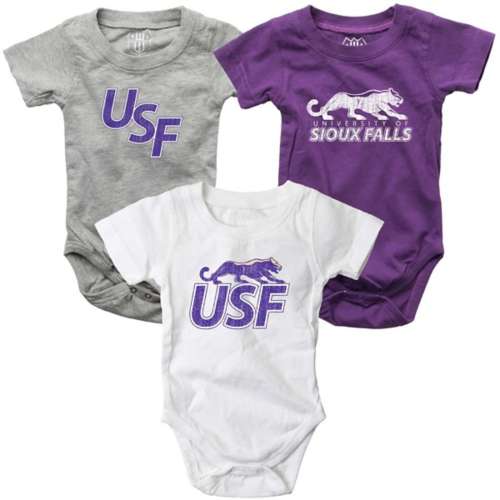 Wes and Willy Baby Sioux Falls Cougars Hopper Onesie 3 Pack