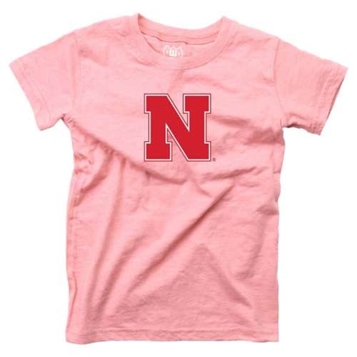 Wes and Willy Kids' Girls' Nebraska Cornhuskers Basic Pink Logo T-Shirt