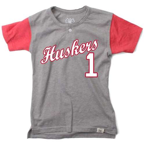 Wes and Willy Kids' Nebraska Cornhuskers Henley Baseball T-Shirt