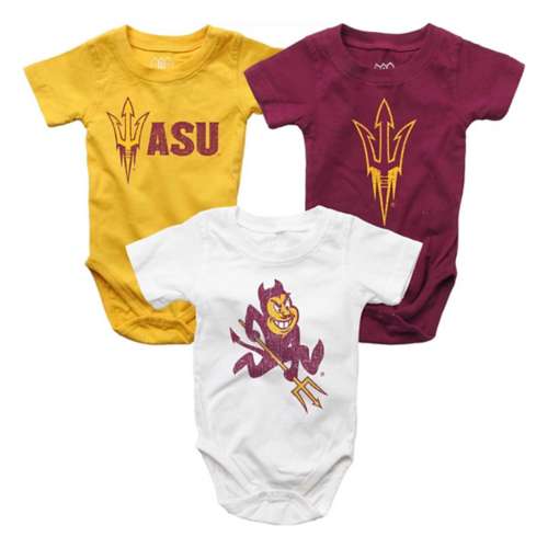 Wes and Willy Baby Arizona State Sun Devils Hopper Onesie 3 Pack