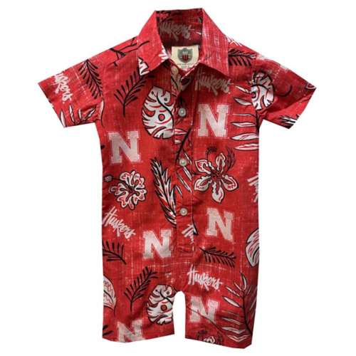 Wes and Willy Baby Girls' Nebraska Cornhuskers Floral Romper