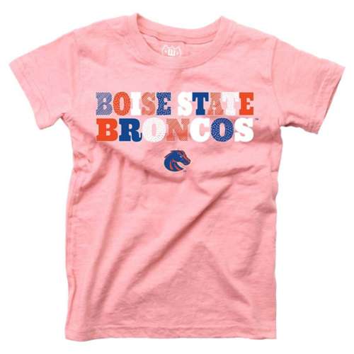 Wes and Willy Kids' Girls' Boise State Broncos Pink Basic Logo T-Shirt