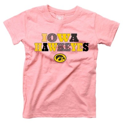 Wes and Willy Kids' Girls' Iowa Hawkeyes Pink Basic Logo T-Shirt