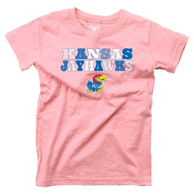 Wes and Willy Kids' Girls' Kansas Jayhawks Pink Basic Logo T-Shirt