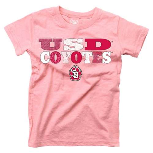 Wes and Willy Kids' Girls' South Dakota Coyotes Pink Basic Logo T-Shirt