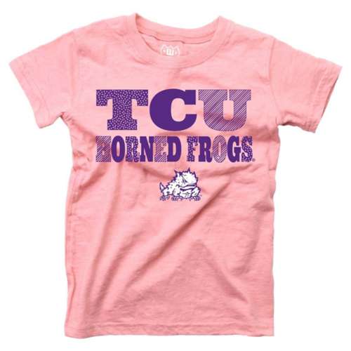Wes and Willy Kids' Girls' TCU Horned Frogs Pink Basic Logo T-Shirt
