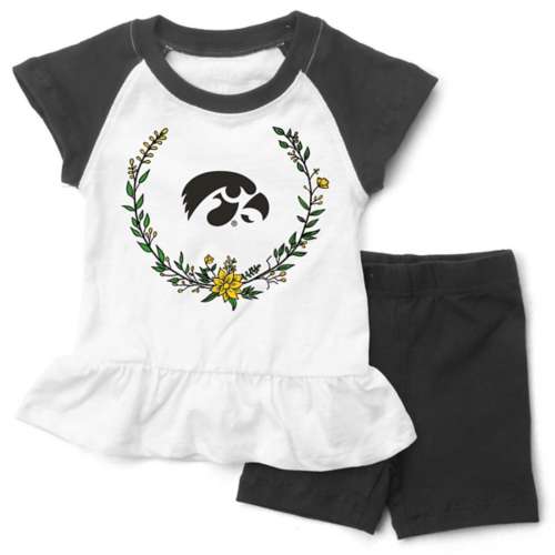 Wes and Willy Baby Girls' Iowa Hawkeyes Ruffle T-Shirt & Short Set