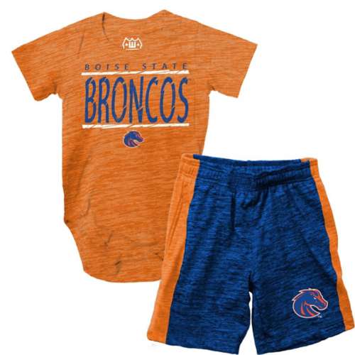 Wes and Willy Baby Boise State Broncos Contrast Onesie & Short Set