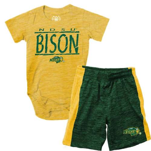 Wes and Willy Baby North Dakota State Bison Contrast Onesie & Short Set