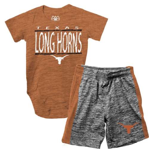 Wes and Willy Baby Texas Longhorns Contrast Onesie & Short Set