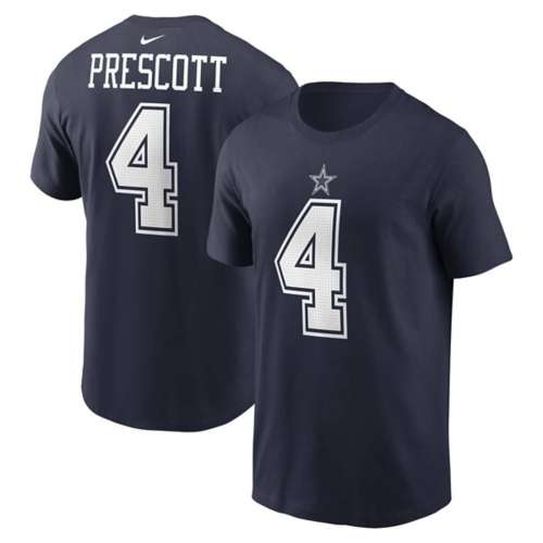 Nike Dallas Cowboys Dak Prescott #4 Team Name & Number T-Shirt