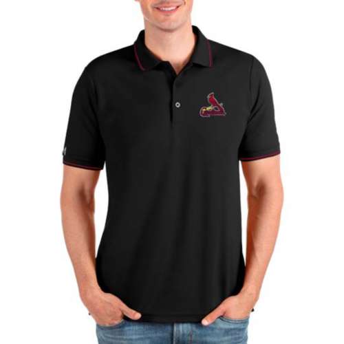 Antigua Men's St. Louis Cardinals Black Striped Polo