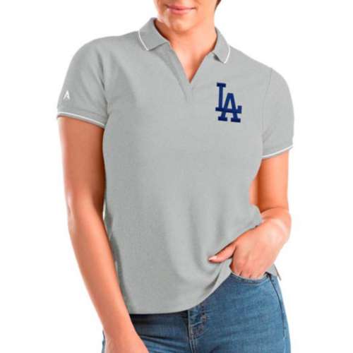 Antigua Women's Los Angeles Dodgers Affluent Polo stripe, Polo stripe  ribeteado de piqué con logo en caqui Barton de Pretty Green