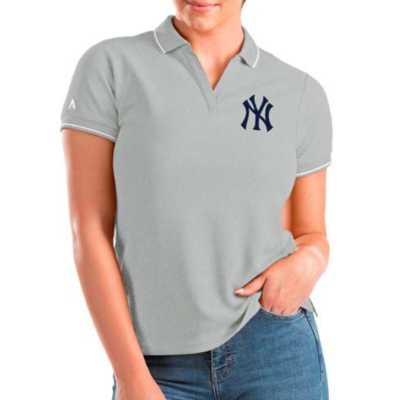 Antigua Apparel / Women's Detroit Lions Affluent Grey Heather/White Polo