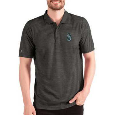 Men's Antigua Heathered Black/Silver Oakland Athletics Esteem Polo