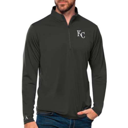 Kansas City Royals Antigua Compression Long Sleeve Button-Down Shirt -  Gray/White