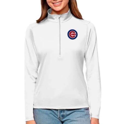 Antigua Women's Chicago Cubs Navy Victory Hooded Pullover