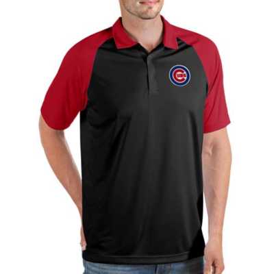 Men's Chicago Cubs Antigua Gray/Black Answer Polo