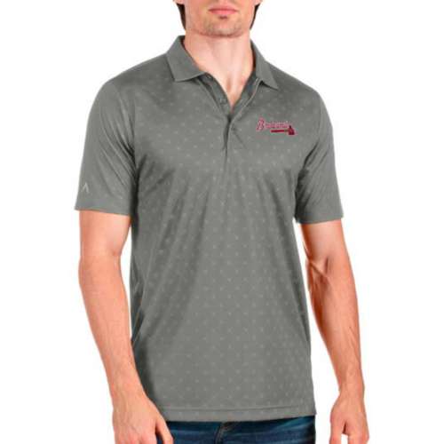 Atlanta Braves Antigua Flannel Button-Up Shirt - Navy/Gray