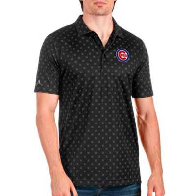 Men's Antigua Black Chicago Cubs Affluent Polo Size: Small