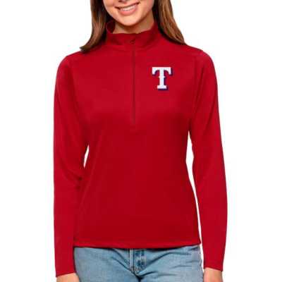 Antigua Women's Texas Rangers Black Victory Hooded Pullover