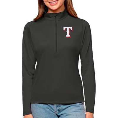 Antigua Women's Texas Rangers Black Victory Hooded Pullover