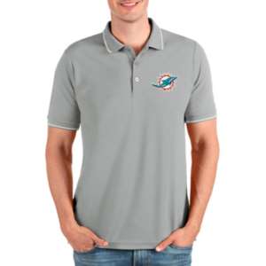 Miami Dolphins Antigua Esteem Polo 2XLarge White/Silver