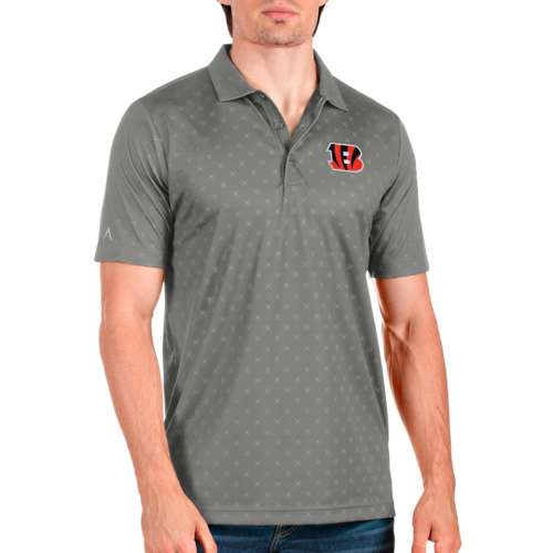 Men's Antigua Heather Gray/Charcoal Cincinnati Bengals Carry Long Sleeve Button-Up Shirt