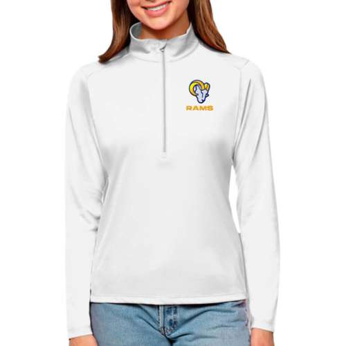 New York Jets Antigua Women's Metallic Logo Tribute Half-Zip Top