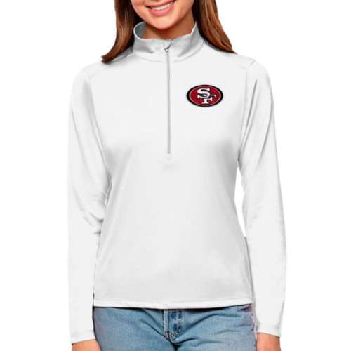 Antigua San Francisco 49ers White Metallic Logo Victory Pullover Hoodie